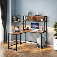 Table d'ordinateur en forme de L, mobilier de bureau à domicile, bureau d'angle pour PC avec étagère, vente en gros d'usine, fabricant de bois, carton en bois