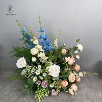 DKB Boules de fleurs en soie colorées bleues, roses et blanches de haute qualité pour centres de table de mariage, décoration intérieure et événements