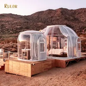Bayer Material Clear Prefab Dome Houses 5.3+2.1m Luxury Outdoor Glamping Hotel Dome Tent house with bathroom
