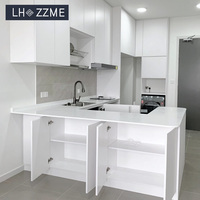 Ensemble d'armoires de cuisine modernes en contreplaqué blanc sur mesure avec évier, facile à installer, écologique, cuisines entièrement équipées pour appartement