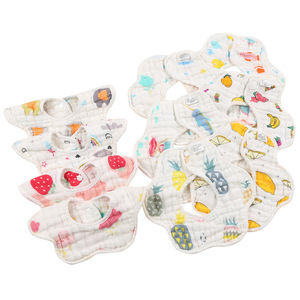 Bavoirs pour bébé en forme de pétale Carlota, 25x26cm, en gaze à huit couches, imprimés en pur coton, pour nourrissons et jeunes enfants - Product Image 5