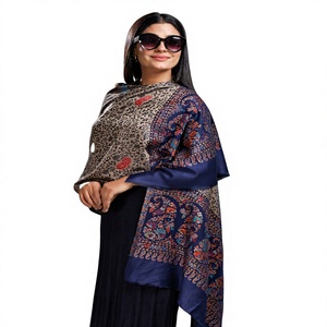 Hand Embroidered Ajrak Scarf Shawl Cotton Floral Pattern Unisex Daily Wear <b>Wrap</b> - Product Image 3