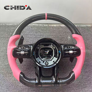 Volante de Fibra de Carbono Rosa Personalizado, Apto para <span class=keywords><strong>Mercedes</strong></span> <span class=keywords><strong>Benz</strong></span> W205 W204 C63 W212 W207 G55 G63 S500 W209 W219 W223 C E S G - Product Image 1
