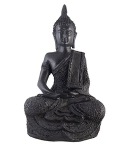 Statue de Bouddha en résine noire, décoration spirituelle pour la maison, ornement de table d'intérieur, élégante pièce d'art pour le salon, inspirée de la méditation - Product Image 1