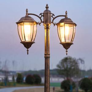 Уличный светильник в европейском стиле с двойной головкой, <span class=keywords><strong>2</strong></span>/<span class=keywords><strong>2.3</strong></span>/<span class=keywords><strong>2</strong></span>.8 м, уличный водонепроницаемый, в стиле ретро, садовый фонарь, Электрический IP65 - Product Image 2