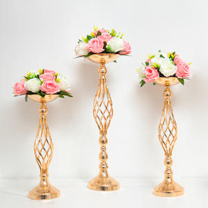 Adornos <span class=keywords><strong>para</strong></span> Mesa de Boda Estilo Chino, Portavelas de Hierro Dorado, Decoración de <span class=keywords><strong>Camino</strong></span> de Mesa con Diseño de Flores - Product Image 2