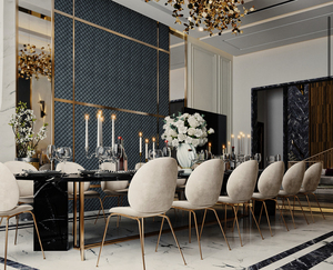 <span class=keywords><strong>Tavolo</strong></span> da pranzo in <span class=keywords><strong>marmo</strong></span> <span class=keywords><strong>nero</strong></span> più venduto 14 posti mobili per sala da pranzo in metallo set di sedie da pranzo in metallo trapuntato - Product Image 2