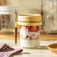 Gobelet portable pour overnight oats avec couvercle et cuillère, gobelet pour smoothie petit-déjeuner, bol à yaourt, gobelet à céréales, boîte bento pour fruits