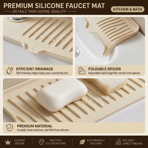 Tapis de protection classique en silicone pour robinet, évier de cuisine, pare-éclaboussures, plateau de récupération des gouttes, séchoir à vaisselle, protection de comptoir - Product Image 2