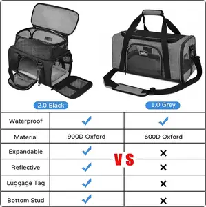 Chinese XL Expandable Backpack Dog Cat Carrier Bag Portable Soft Custom Logo Black Oxford Cloth With Zipper Closure Price