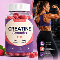 Gomitas de Creatina 3g por Porción Sabor Frambuesa Sabor Natural Apoyo para la Fuerza Rendimiento en el Entrenamiento Energía Adultos 60 Unidades