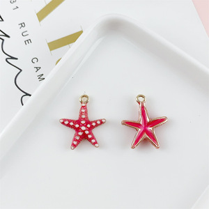Dijes de Aleación Esmaltada con Forma de Estrella de Mar, Espina de Pescado, Serie Marina, Estrella del Océano, Lindos y Coloridos - Product Image 5