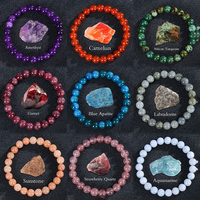 Bracelets en pierres semi-précieuses naturelles de 8 mm, unisexes, ajustables, en cristal et pierres précieuses, extensibles, pour femmes et hommes