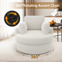 Fauteuil d'appoint moderne convertible et pivotant à 360° en lin, avec ottoman de rangement, coussin moelleux et accoudoirs épais, confortable pour salle à manger et chambre