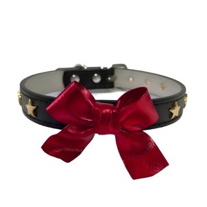 Collier pour animaux de compagnie réglable avec nœud pour petits chiens, couleur unie élégante, noir, rouge, blanc, or, origine Zhejiang - Product Image 5