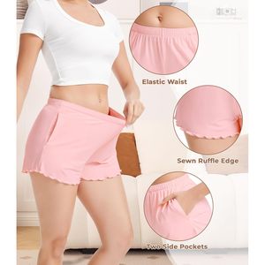 Pantalones Cortos de Dormir para Mujer, Marca Privada Personalizada, Pantalones Cortos de Pijama de Viscosa de Bambú con Bolsillos, Pantalones Cortos de Dormir Transpirables de Algodón - Product Image 4