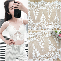 Erkoumi terbaru 3 meter ramah lingkungan Mesh 32cm lebar lembut Chantilly putih hitam renda Trim kain untuk wanita gaun tari