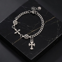 Bracelet en acier inoxydable plaqué argent pour unisexe, style punk, cadeau et occasions de fête, design Niche Cloro
