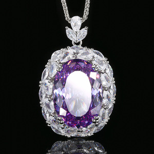 Collana con Pendente di Alta Qualità in Rame Placcato <span class=keywords><strong>Oro</strong></span> Ecologico, con Rubino Imitazione Taglio Ovale 18*25mm, Grande Pietra Preziosa per Donna - Product Image 2