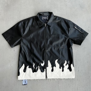 Nouvelle Collection Été 2025 : T-shirt en Cuir Zippé de Haute Qualité pour Homme avec Patchs Effet Vieilli - Product Image 1