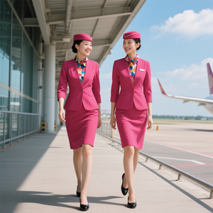 OEM Airline Aviation Airplane Costume Stewardess Dress Red Emirates Asiana Singapore Philippine <strong>Flight</strong> <strong>Attendant</strong> <strong>Uniforms</strong>
