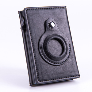 Custom Logo Tracker Pocket <b>RFID</b> Blocking Slim Automatic Pop Up PU Leather Credit Card Holder <b>Wallet</b> with Tracker Holder for Men - Product Image 1