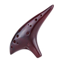 12 Holes Ceramic Ocarina Flute Alto C Smoked Burn Submarine Style Musical Instrument with Music Score for Music Lover and Beginn