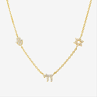 Collier en argent sterling 925 plaqué or avec pendentif étoile de David Chai pavé de CZ, symbole en forme de Y, bijoux juifs pour femmes