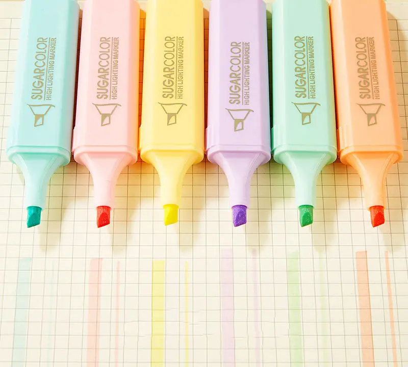 Art Markers Custom High Quality 6 Colors Cute Highlighter Marker Pens for Kids