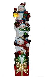 Bonhommes de neige superposés portant des lanternes avec 18 lumières et 9 bandes lumineuses - Product Image 2