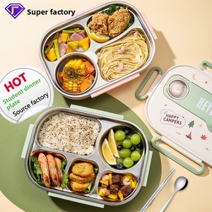 Boîte à lunch isotherme en acier inoxydable 316, petite, avec couvercle, pour enfants, élèves du primaire, dessin animé, compartimentée en 4 sections, type <span class=keywords><strong>bento</strong></span> - Product Image 1
