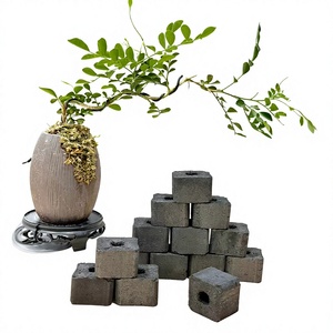 Maceta de Bloques de Carbón Negro, Cubo de Piedra Decorativo con Drenaje para Raíces de Plantas de Interior - Product Image 1