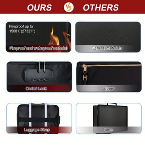 Pochette de rangement multi-couches pour certificats et documents, sac ignifuge pour argent, protection des espèces avec serrure, produit de classement multifonctionnel - Product Image 5