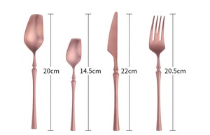 4psc Set Tableware Black Spoon Fork and Knife Rose Gold Cutlery Flatware Set Wedding Hotel Dinnerware Dining <b>Table</b> Set - Product Image 6