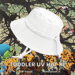 Sombrero de Pescador para Niños Pequeños <span class=keywords><strong>JAN</strong></span> & JUL con Protección UV, Rayas y Correa, Resistente al Agua, para Verano (XL 5-12 Años, Blanco) - Product Image 2