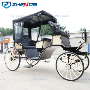 Chariot à chevaux noir ZHENDA avec roues et auvent blancs pour mariage ou visites touristiques - Product Image 5