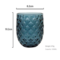 Verre à eau coloré en verre transparent gaufré ananas sans plomb, avec base antidérapante robuste