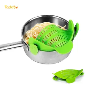 Kitchen Universal Food Strainer Adjustable Pasta Colanders Strainers Clip On Pot Silicone Strainer