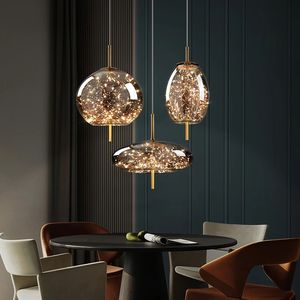 高級テーブルバー新モデルスターヴィンテージ吊り下げ装飾LEDシャンデリアダイニングルームシングルノルディックガラスペンダントライト - Product Image 4