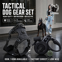 Ensemble laisse rétractable LED et harnais tactique pour chien, rechargeable par USB, étanche, pour grands chiens, 5m