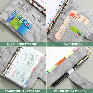 Nuovi prodotti 2022 set di raccoglitori in marmo a6 unici agend journal raccoglitore ad anelli per notebook in pelle raccoglitori economici con buste in contanti - Product Image 5