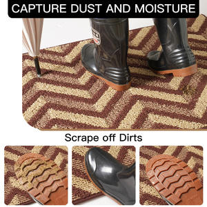 Paillasson rectangulaire antidérapant style nordique à chevrons, tapis d'entrée pour usage domestique en fibre de polyester à poils bicolores - Product Image 4