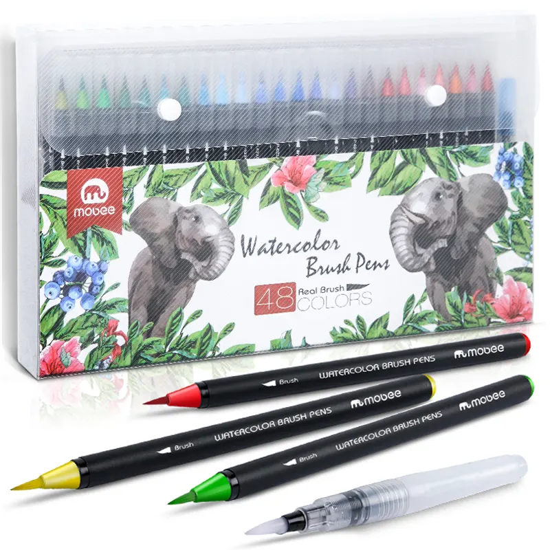 Student drawing water-based 48 colors painting permanent pen set brush watercolor marker