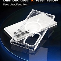 Étui de téléphone de luxe transparent anti-jaunissement en TPU+PC avec cadre métallique magnétique anti-chute et antichoc pour Galaxy S24 S25 S26 Ultra