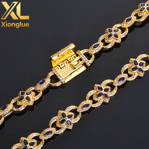 Collar de circonitas con diseño de trébol de cuatro hojas y ojo, símbolo infinito, cadena con botón abatible, joyería hip hop - Product Image 6