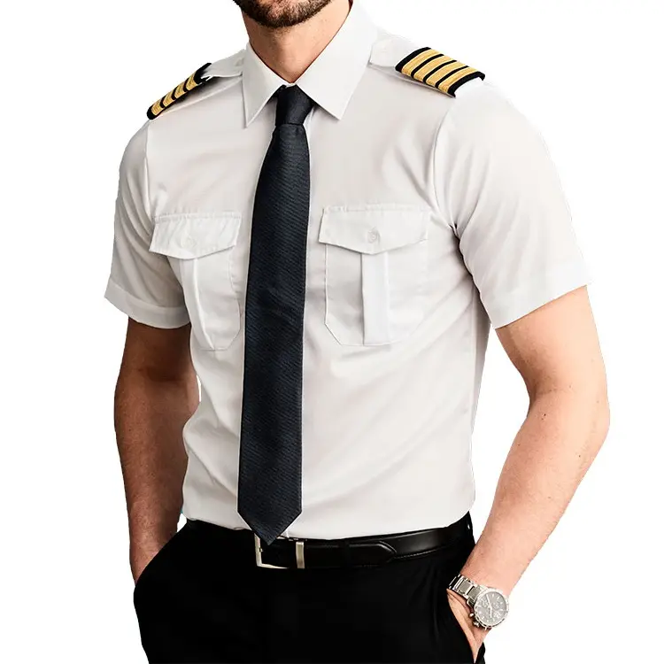 เสื้อเครื่องแบบสีขาวแขนสั้นสำหรับนักบิน