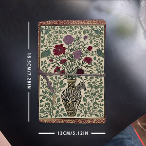 A6 Cuaderno Vintage hecho a mano 160 páginas Regalo ideal para trabajadores con vocación profesional con jarrón estampado de cebra con estampados de flores - Product Image 6