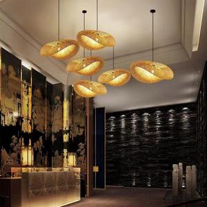 Gran Lámpara Colgante de Bambú Tejido Iluminación de Paja Rústica Candelabro de Arte de Ratán Lámpara LED Pantalla de Mimbre para Comedor - Product Image 3