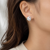 Anting-anting jepit kristal pelangi berkilauan berlapis perak tanpa tindik, perhiasan pengantin untuk wanita dan perempuan, hadiah