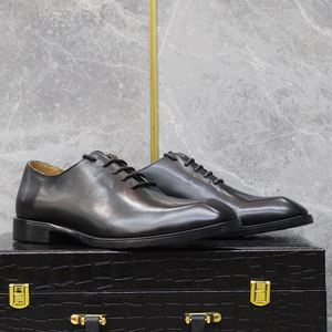 Dernier modèle 2025 – Chaussures habillées pour hommes en cuir de vachette, à bout carré, pour le bureau et les occasions formelles, à lacets, respirantes et légères - Product Image 1